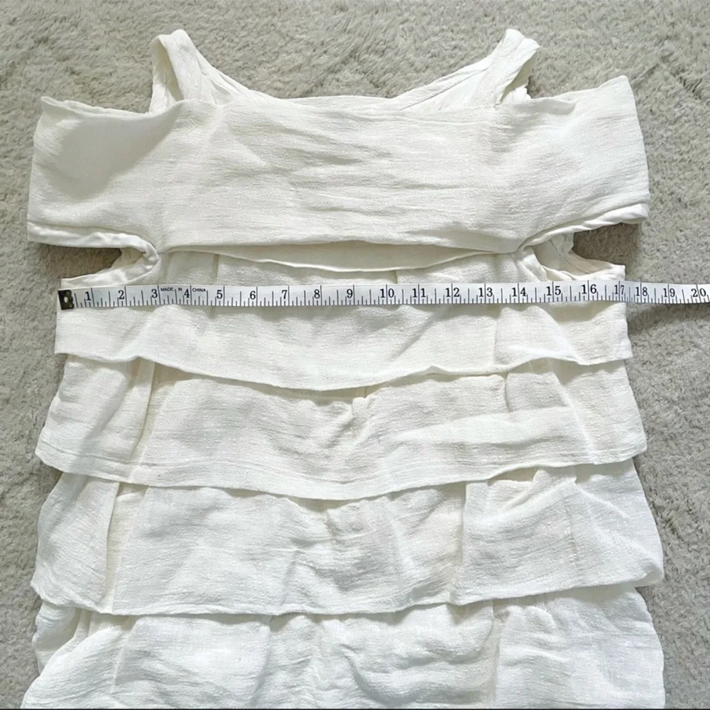 Marc Jacobs Bergdorf Goodman Tired White Linen Ruffle Trim Dress Size 6 - Picture 4 of 11